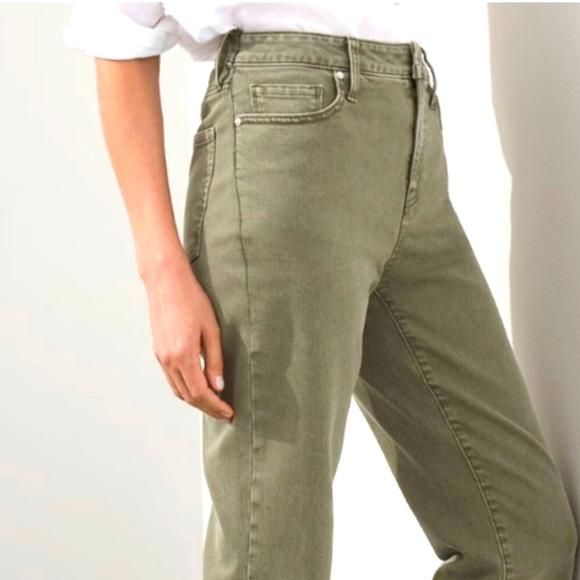 Chico's Olive Gray High Rise Straight Leg Ankle Jeans 5-Pockets Slight Distress - Picture 11 of 12